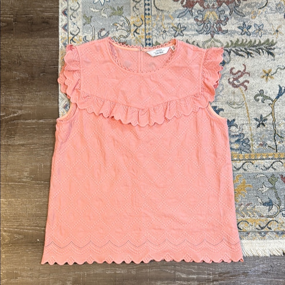 & Other Stories Pink Eyelet Ruffle Top